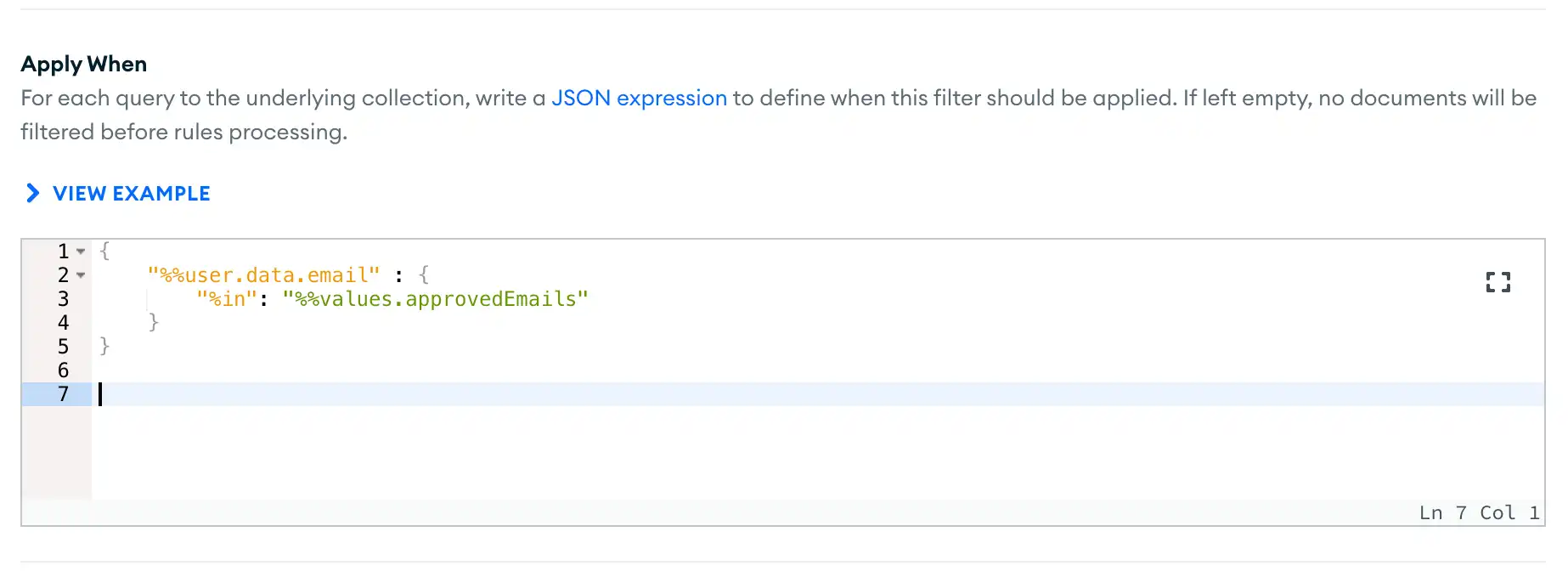 Filter Query Input Screenshot