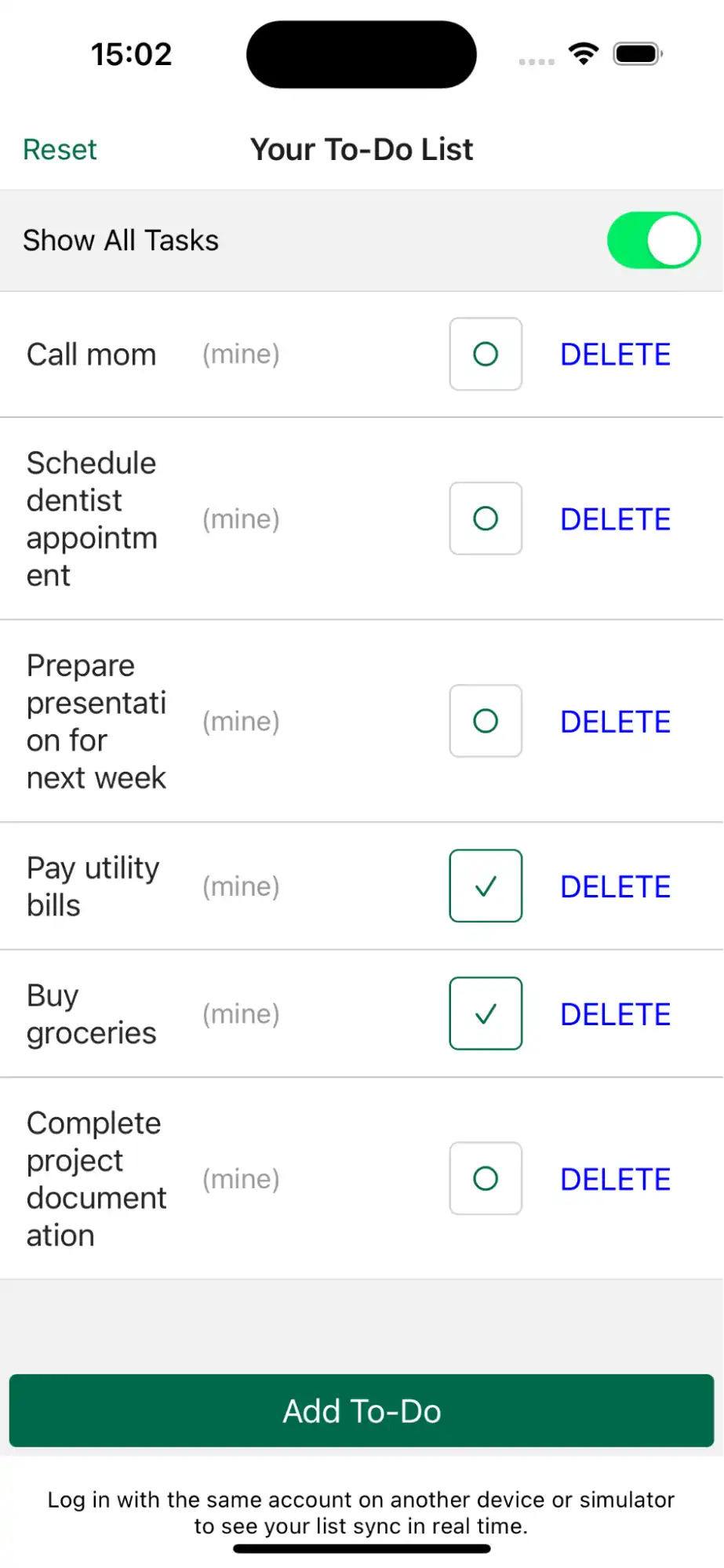 Screenshot of the UI