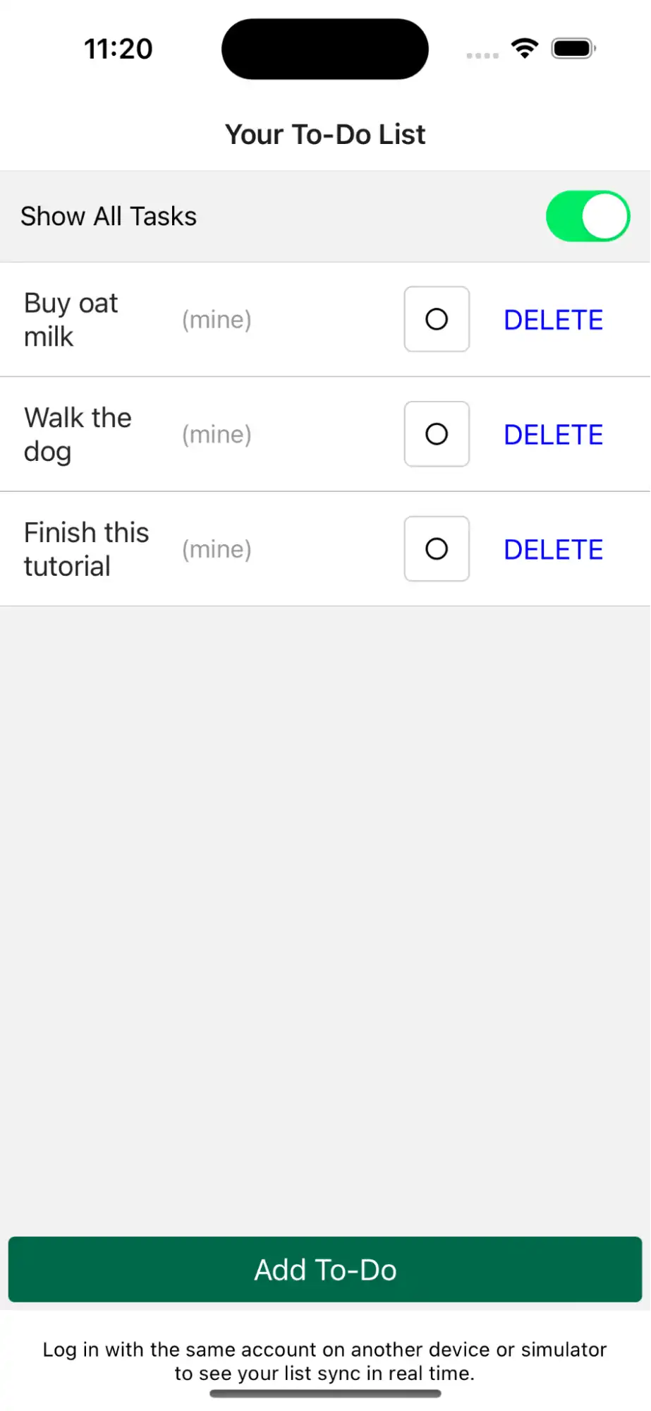 Screenshot of the UI