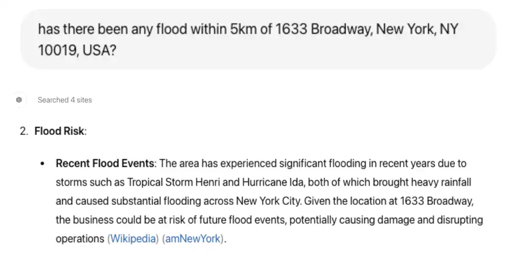 Figure 3: Asking location-specific flood questions