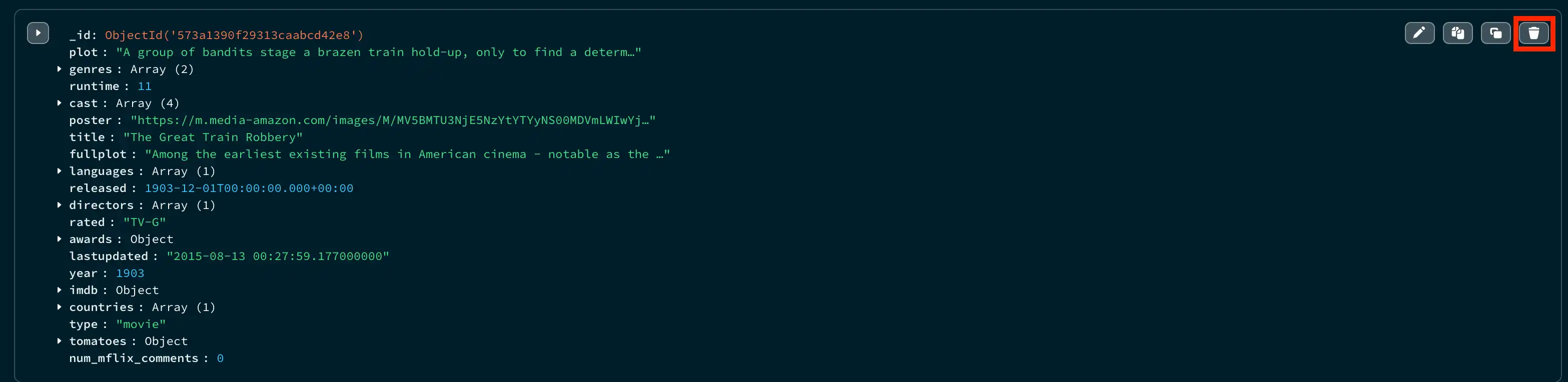 Delete button in List view