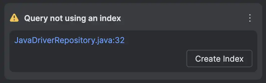 Index warning in the IntelliJ Plugin.