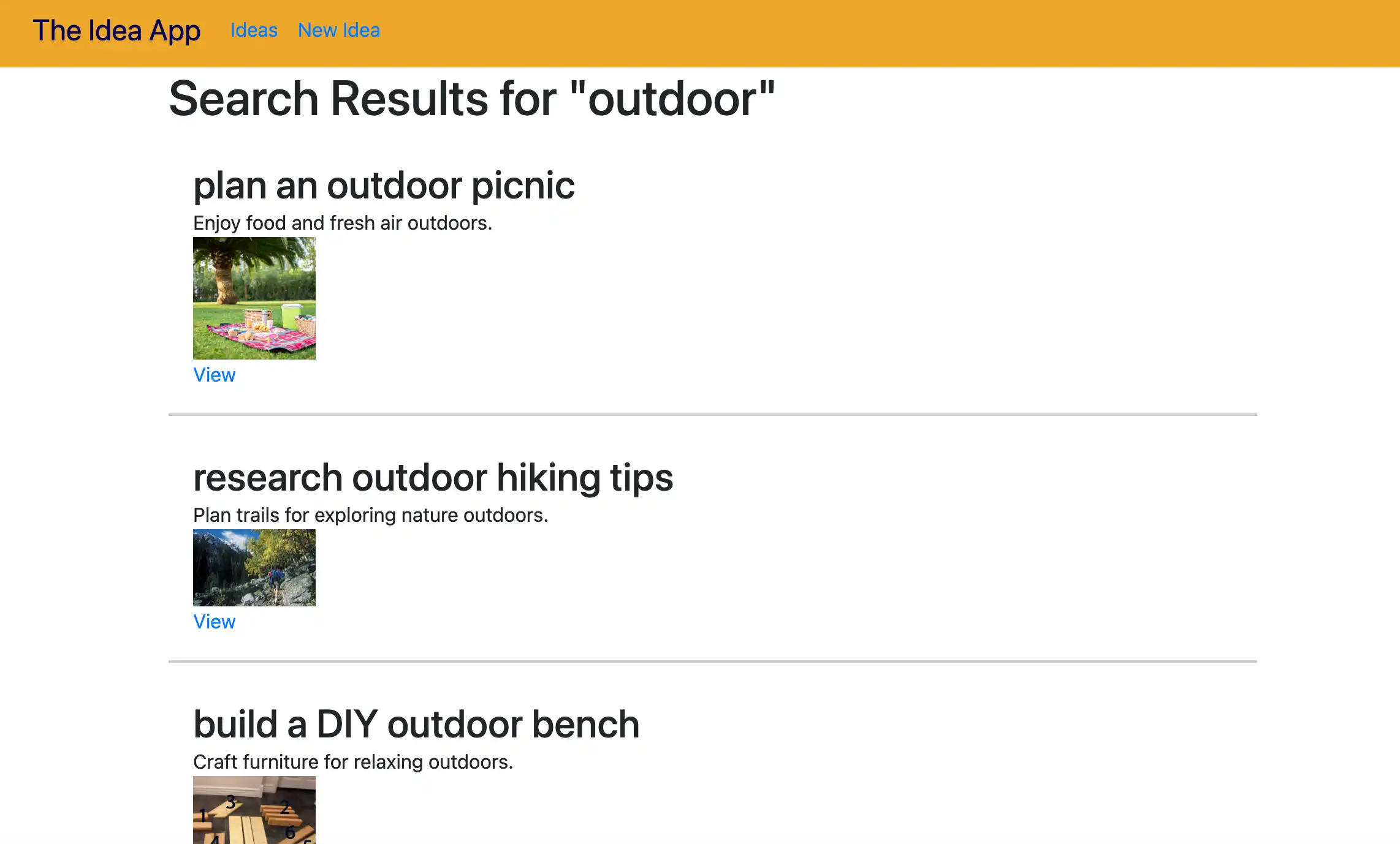 The rendered Search results